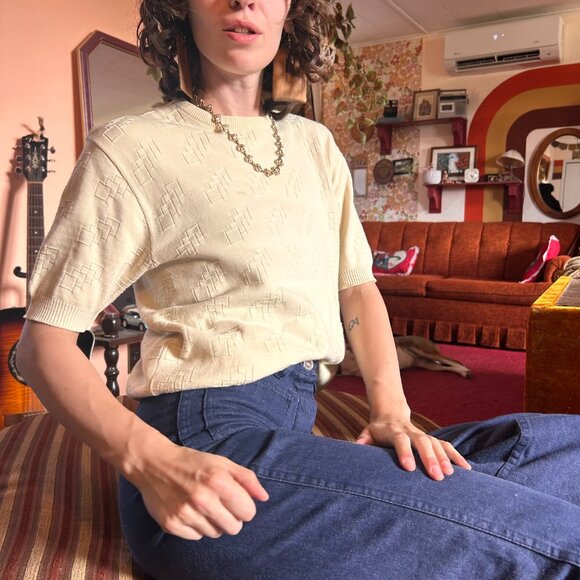 1960s knitted square short sleeved top from Ban Lon by Paris Star! - Picture 6 of 13